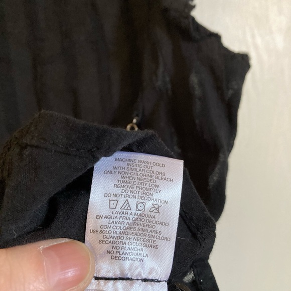 ***Rare Abbey Dawn for Alice in Wonderland Black Silver Chain Detail Blouse #S - Picture 4 of 10